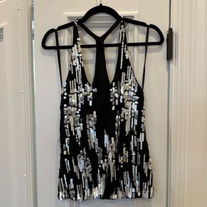 SB by Sheri Bodell Sequin Embellished Black and Silver Women's Top size S